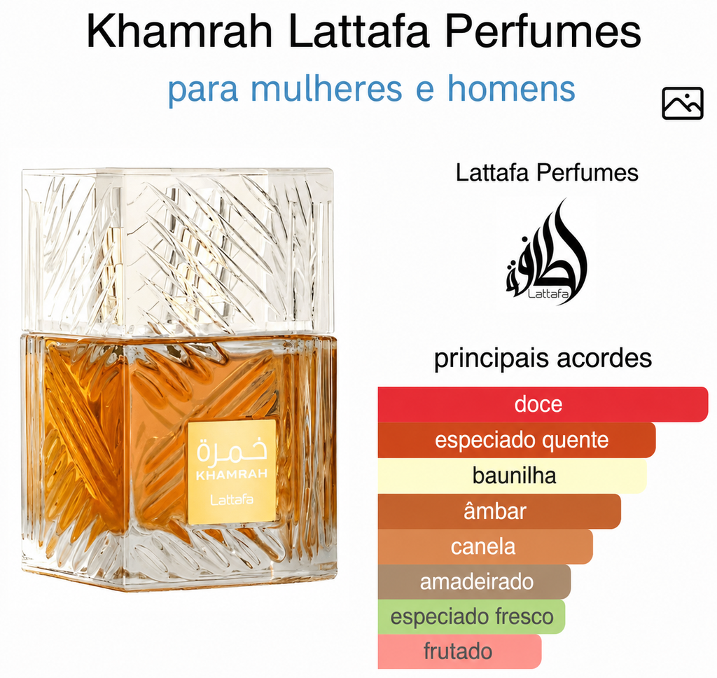 Khamrah Lattafa Perfume Árabe 100ml
